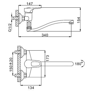 Смеситель для ванны и душа Frap F2128-B хром
